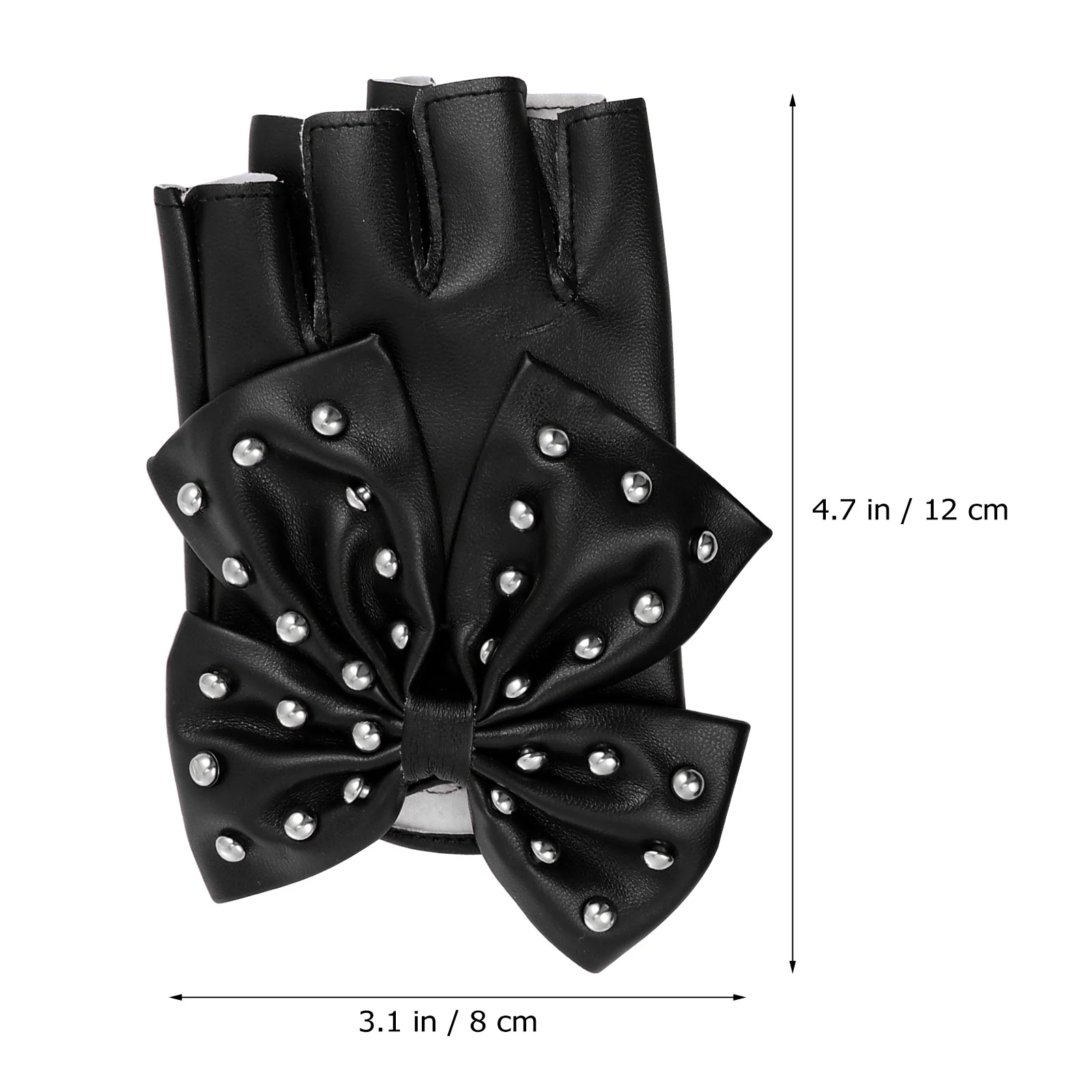 

1Pair Half-Finger Glove High-Quality Bow-Knot Rivet Design Breathable Retro Style for Christmas New Year Party Women
