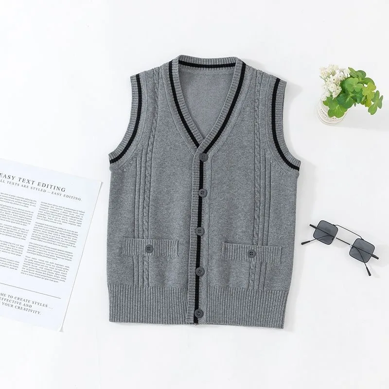 Knit Cardigan Vest for Boys Ages 6-12 Preppy School-Style Uniform Inspired Autumn Winter Knit Vest Export Quality Kids Knit Vest