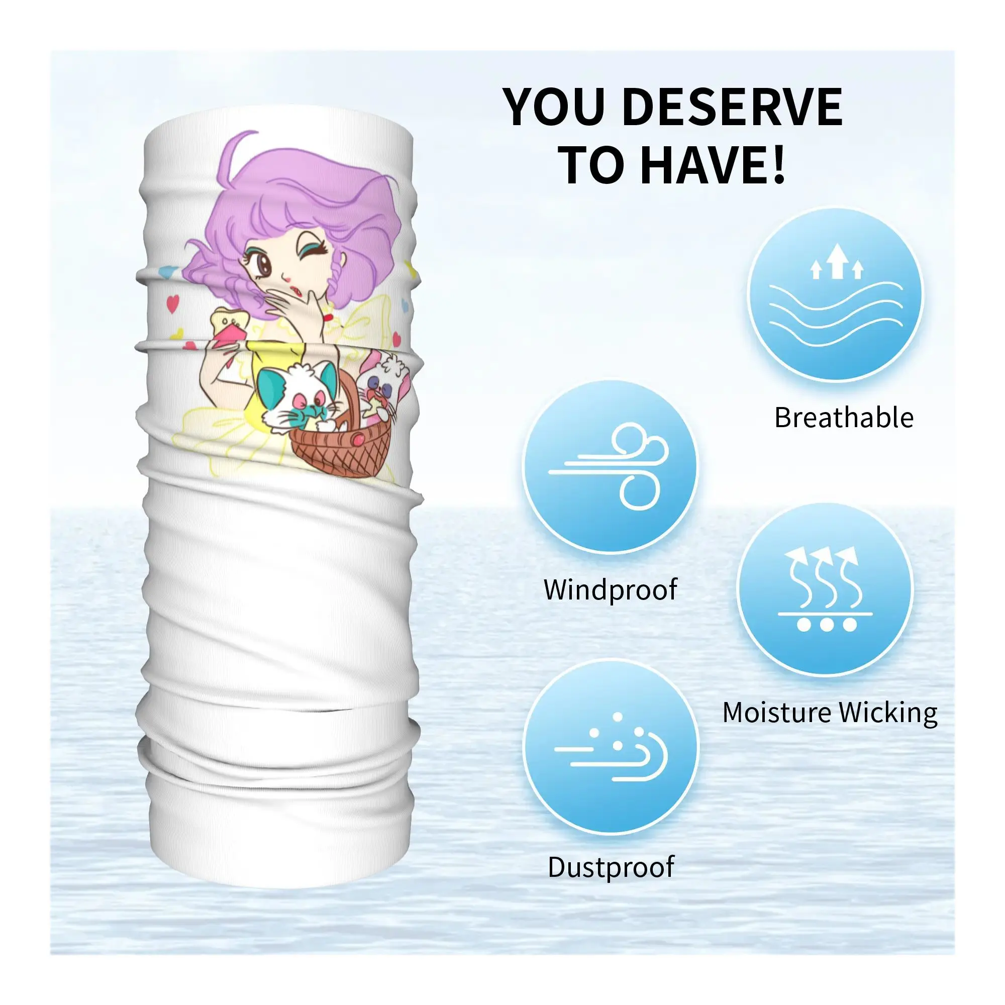 Shojo ídolo cremoso mami bandana pescoço gaiter impresso lenço facial multifuncional ciclismo cachecol equitação para homens mulheres adulto à prova de vento