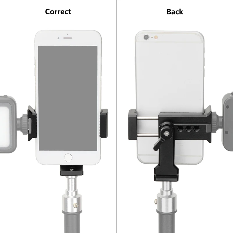 HDRig ARCA Style Handyhalterklemme mit Kaltschuhhalterung und 360° °   Drehbares und 1/4" 3/8" Gewindeloch für IPhone Xiaomi