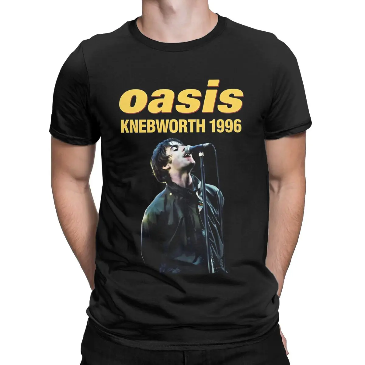 Men's T-Shirt O-Oasis Rock 90's Band Leisure Pure Cotton Tees Short Sleeve British Music Albums T Shirt Crewneck Clothes Adult