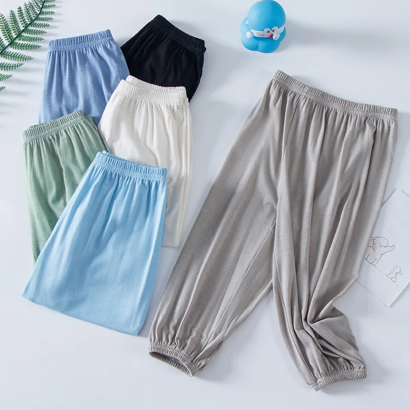 2026 Children's mosquito repellent pants summer thin fit boys' loose outdoor casual pants girls' home pants baby lantern pants