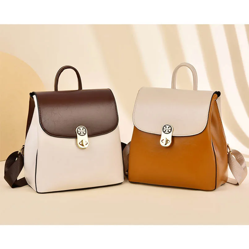 Artificial Leather Retro Unisex Large Capacity Campus School Bag Satchel Backpack Female Purse