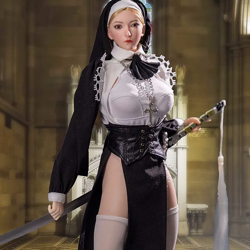

2024 Q4 cdtoys cd072 1/6 Halloween Nun Cosplay Costume Clothes Model Fit 12'' Female Soldier Action Figure Body Dolls