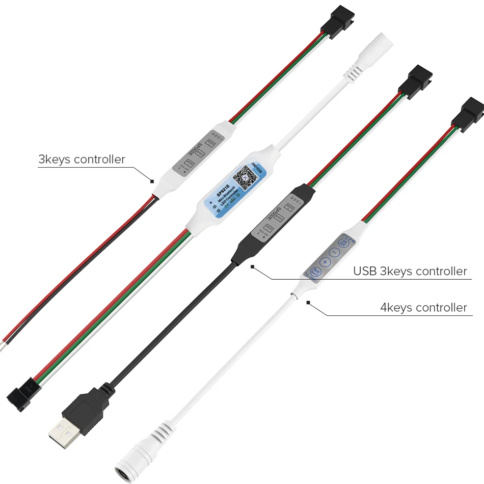 WS2812B WS2811 LED Controller for Pixel LED Strip Light USB 3Key  LED Light Strip SP621E Music Bluetooth-compatible APP DC5V-24V