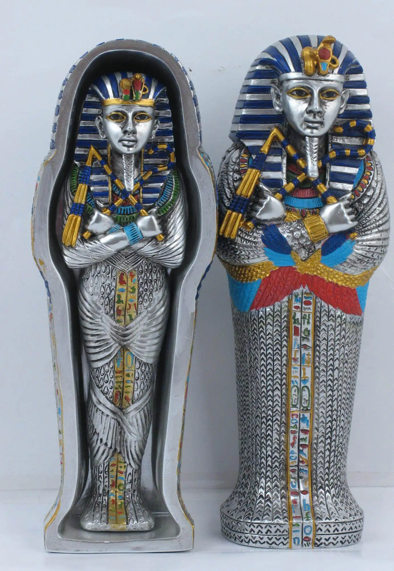 Vintage Ancient Egyptian Tutankhamun Mummy Coffin Statue Exotic Home Decor Egypt Culture Craft Souvenir Collectible Ornament