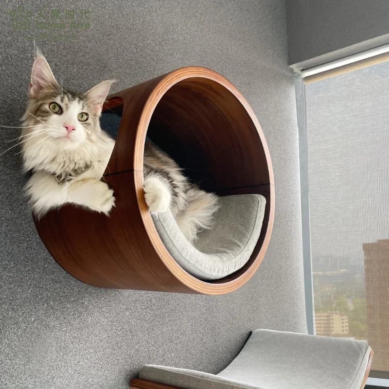 

Wall type black walnut sun cat nest cat climbing frame household upper wall cat frame solid wood stable does not occupy an area
