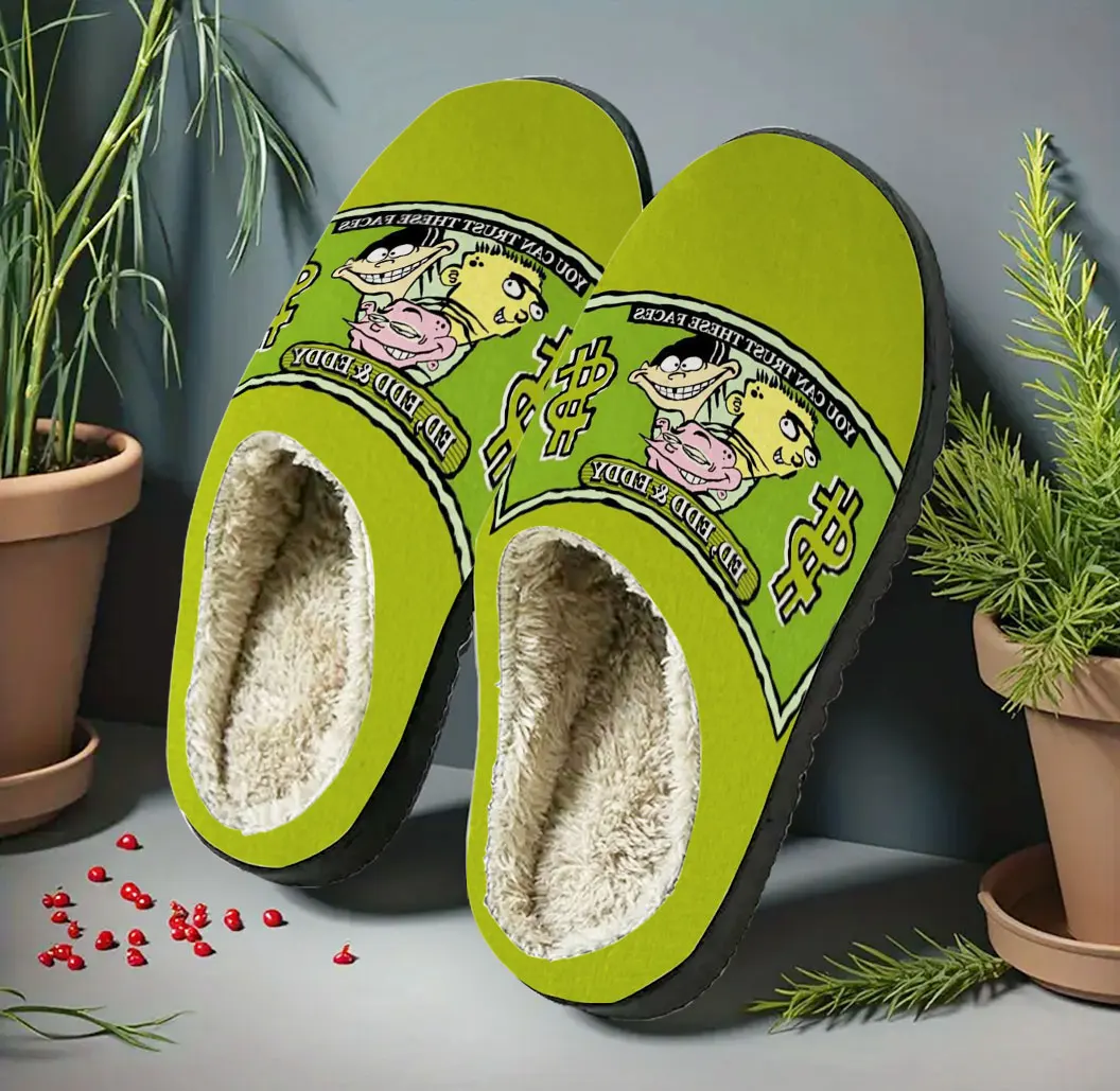 Home Baumwolle benutzerdefinierte Hausschuhe Herren Damen Sandalen Camouflage klassische Cartoon E-EdEddNEddys Plüsch Schlafzimmer lässig warm halten Slipper