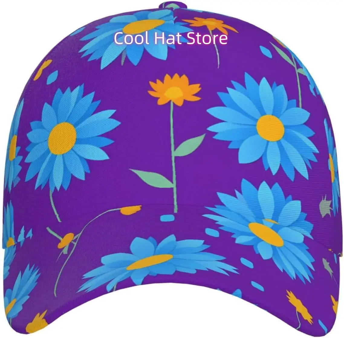 Daisy Field Pattern Classic Adjustable Baseball Cap, Fashionable Sun Hat for Unisex, Suitable for Outdoor Black