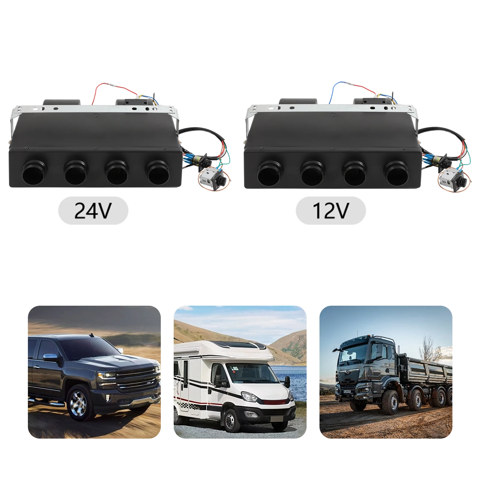 مبخر تكييف الهواء البارد الواحد 4 فتحات 12 فولت/24 فولت 3 سرعات 3300 كيلو كالوريتي/ساعة للشاحنات RVs مركبات البناء الزراعية