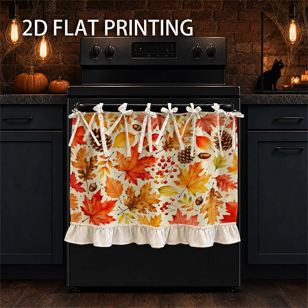 1PC Kitchen Curtain-Cabinet Curtain-Apron. Printed with autumn leaves, pinecones and berries. Ideal as a stove, oven, or sink cu
