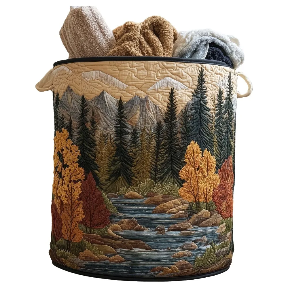 Multi Color Pattern Quilted Laundry Basket Large Capacity Space Saving Dirty Clothes Storage Basket Folding with Handle
