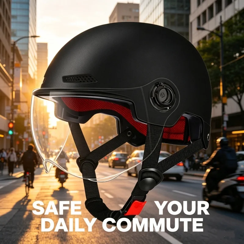 

Motorcycle and bicycle safety helmets, adult electric bicycles for men and women, half-helmets with goggles