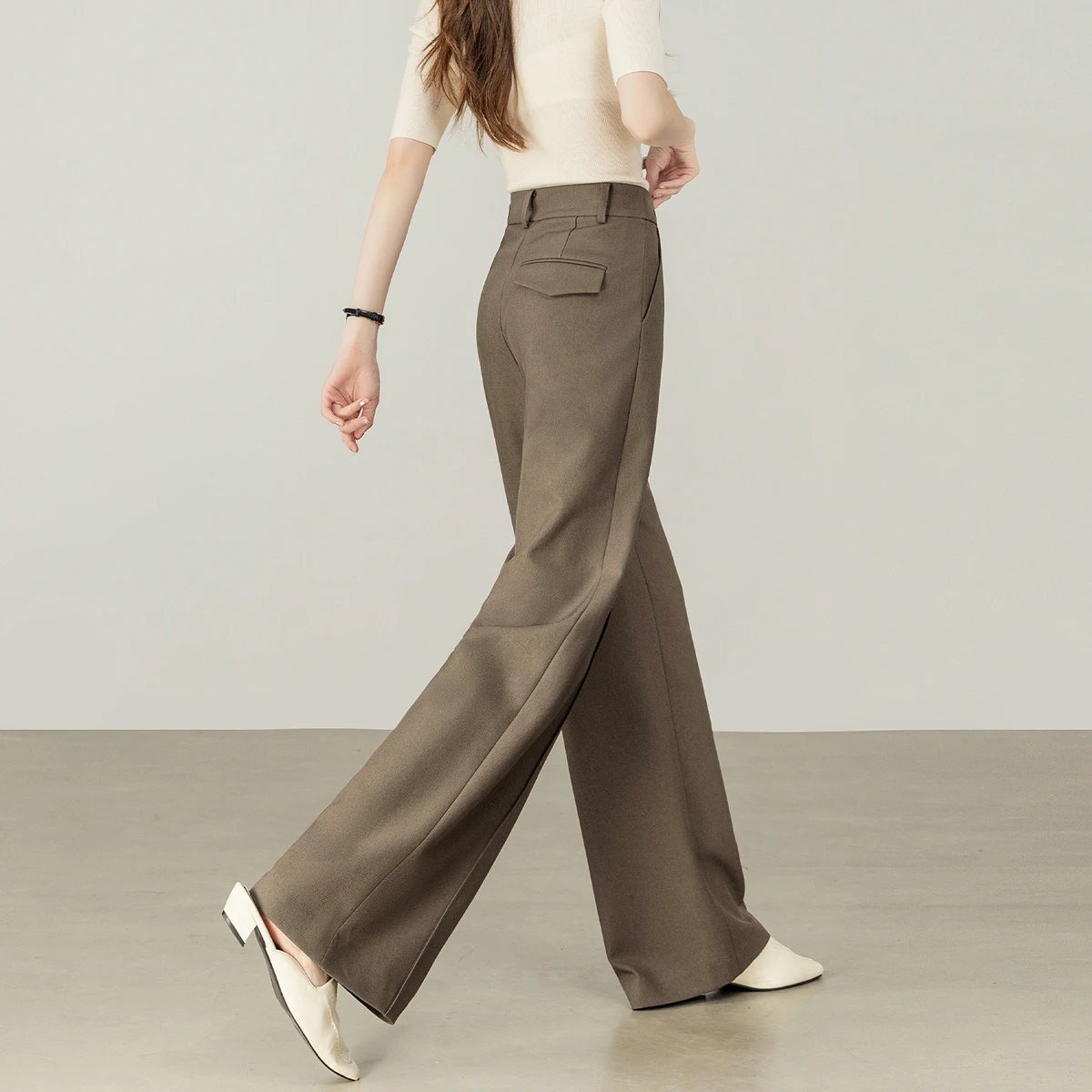 SENTUBILA Women's Straight Leg Pants Autumn 2026 High Waist Commuter 3D Mid-Stitch Detail Comfortable Casual Trousers 153K87890