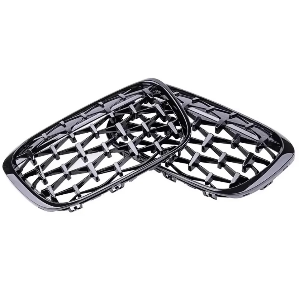 XVIP glänzende schwarze Diamanten-Stil Frontstoßstangen-Nierengitter für BMW X1 F48 F49 2016–2019. Oberes Racing-Gitter im glänzenden Linien-Stil – Detail 12