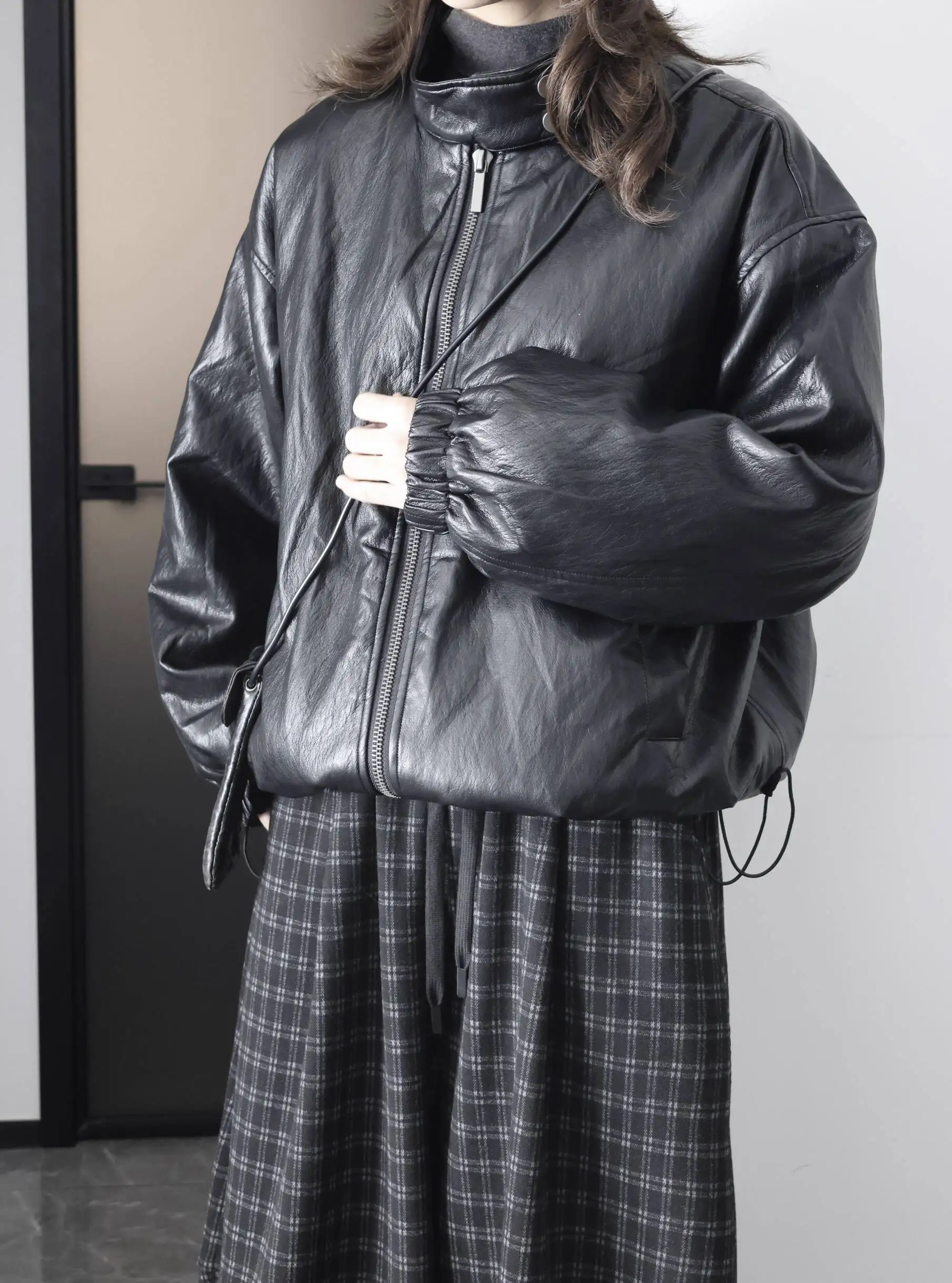 UMI MAO ياماموتو معطف داكن 90 بطة بيضاء أسفل سترة المرأة سترة جلدية مع أسفل ملء سميكة الدافئة Casacos Femininos