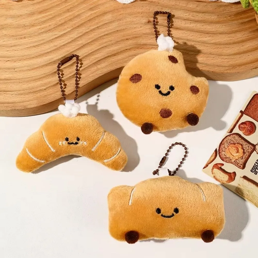 Porte-clés pendentifs en peluche créatifs, poupées de petits pain de dessin animé, pendentifs de sacs, accessoires de sac à dos pour fille
