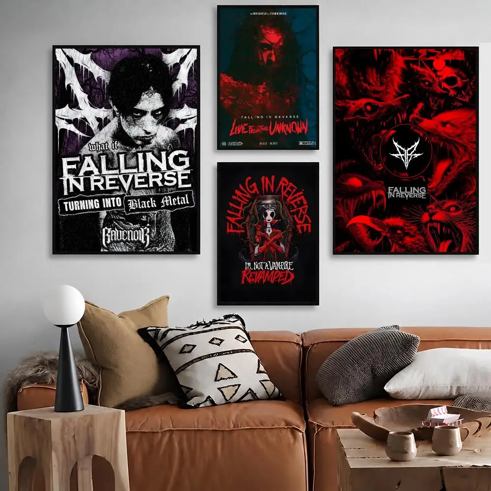 Band Falling in Reverse Poster Waterproof Peel‑and‑Stick Wall Sticker, Art Print for Bar Cafe Living Room