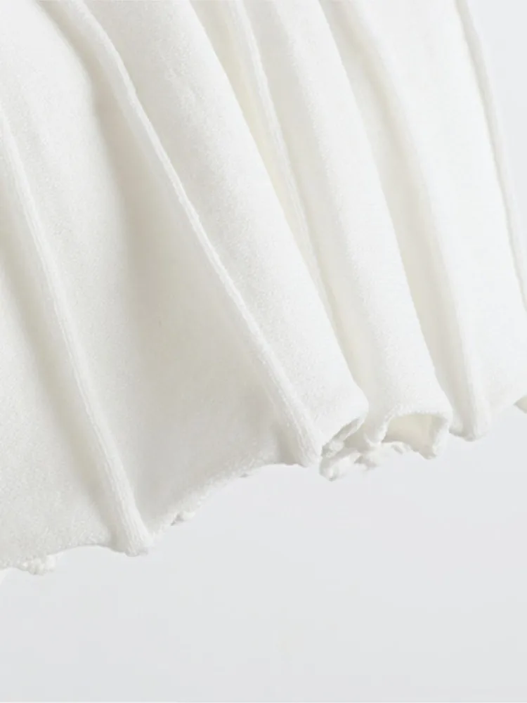 Geribbelde gebreide a-lijn korte jurk chique elegante slanke zomerjurk 2025, korte mouw ronde hals mode nieuwe jurken vestidos