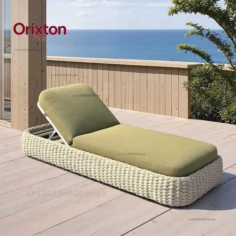 Modern Leisure Outdoor Garden Furniture Aluminum Braided Rope Lounge Chairs Beach Pool Solarium Chairs