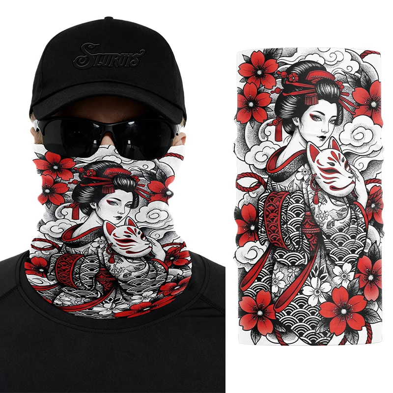 Japanese Style Bandana Summer Hiking Neck Gaiter Sun Protection Breathable Men Women Outdoor Cycling Multipurpose Tubular Mask view 2