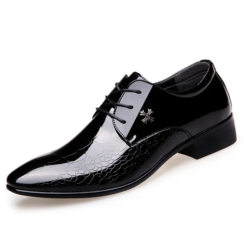 Newest Italian Oxford Shoes for Men Luxury Patent Leather Wedding Shoes Pointed Toe Dress Shoes Classic Derbies Plus Size 38-48