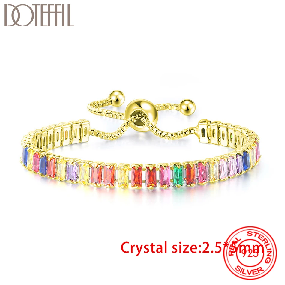 

DOTEFFIL Noble 925 Sterling Silver Bracelet Elegant Zircon Crystal Fine Jewelry For Girl Engagement Wedding Glamour