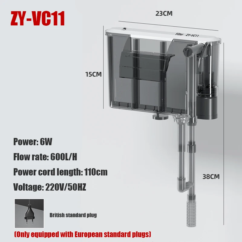 Wandmontierter Filter Drei-in-Eins-Außenwälzpumpe für Aquarien, kleine und mittlere Aquarium-Wasserfall-Sauerstoffanreicherung, 110 V, 220 V – Detail 11