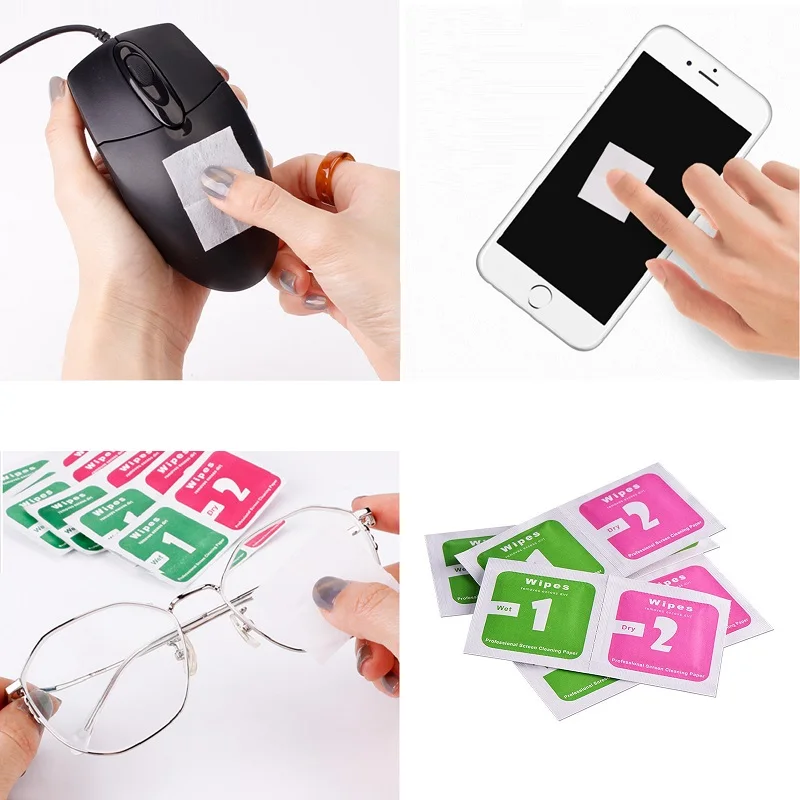 500PCS Dry Wet Wipes for Mobile Phone Smart Watch Tempered Glass Screen Protector Camera Lens Film Glasses Cleaning Cloth tools