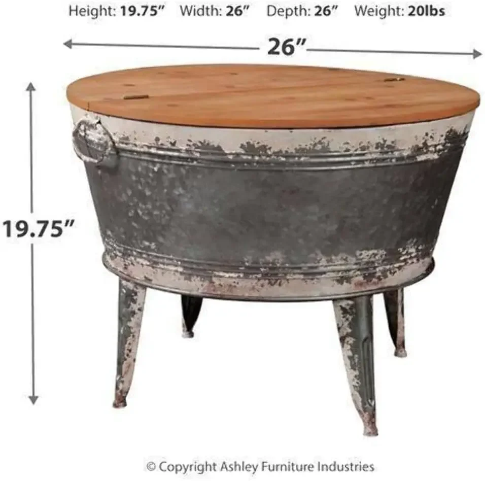 Shellmond-Table de cocktail en métal rustique DistMurcia avec plateau élévateur, 20 po, gris