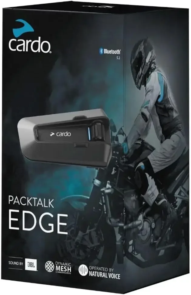 PACKTALK Edge 오토바이 블루투스 통신 시스템, 헤드셋 인터콤, 듀얼 팩, 블랙