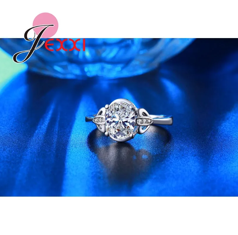 925 Sterling Silver Rings With Oval & Round Clear Zircon For Women Ring Wedding Party Birthday Elegant Fashion Jewelry