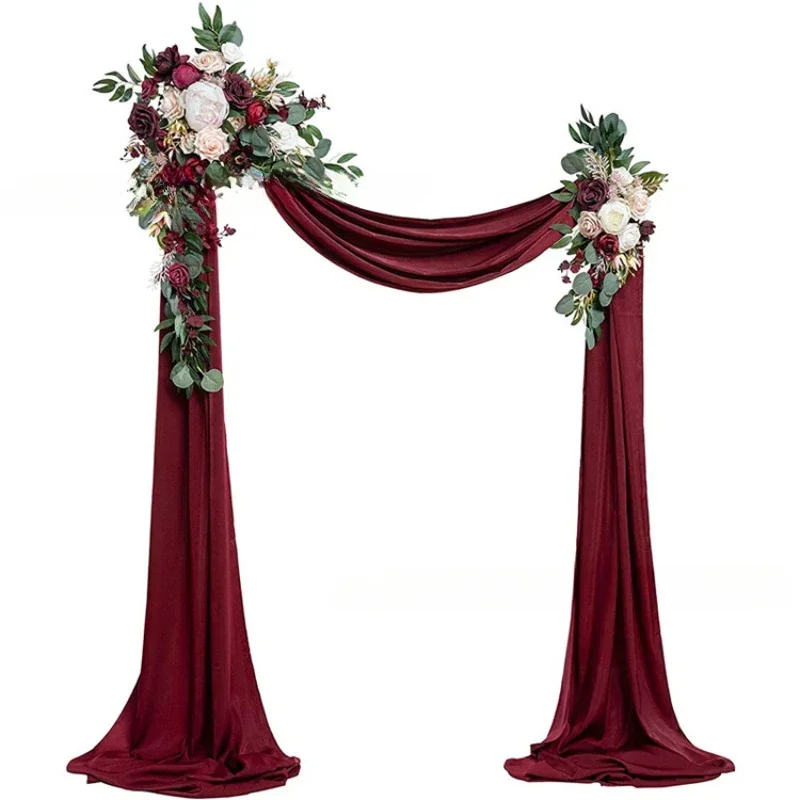 Imagem -04 - Chiffon Arch Cortina para Decoração de Casamento Flor Artificial Três Peças Festival Party Background