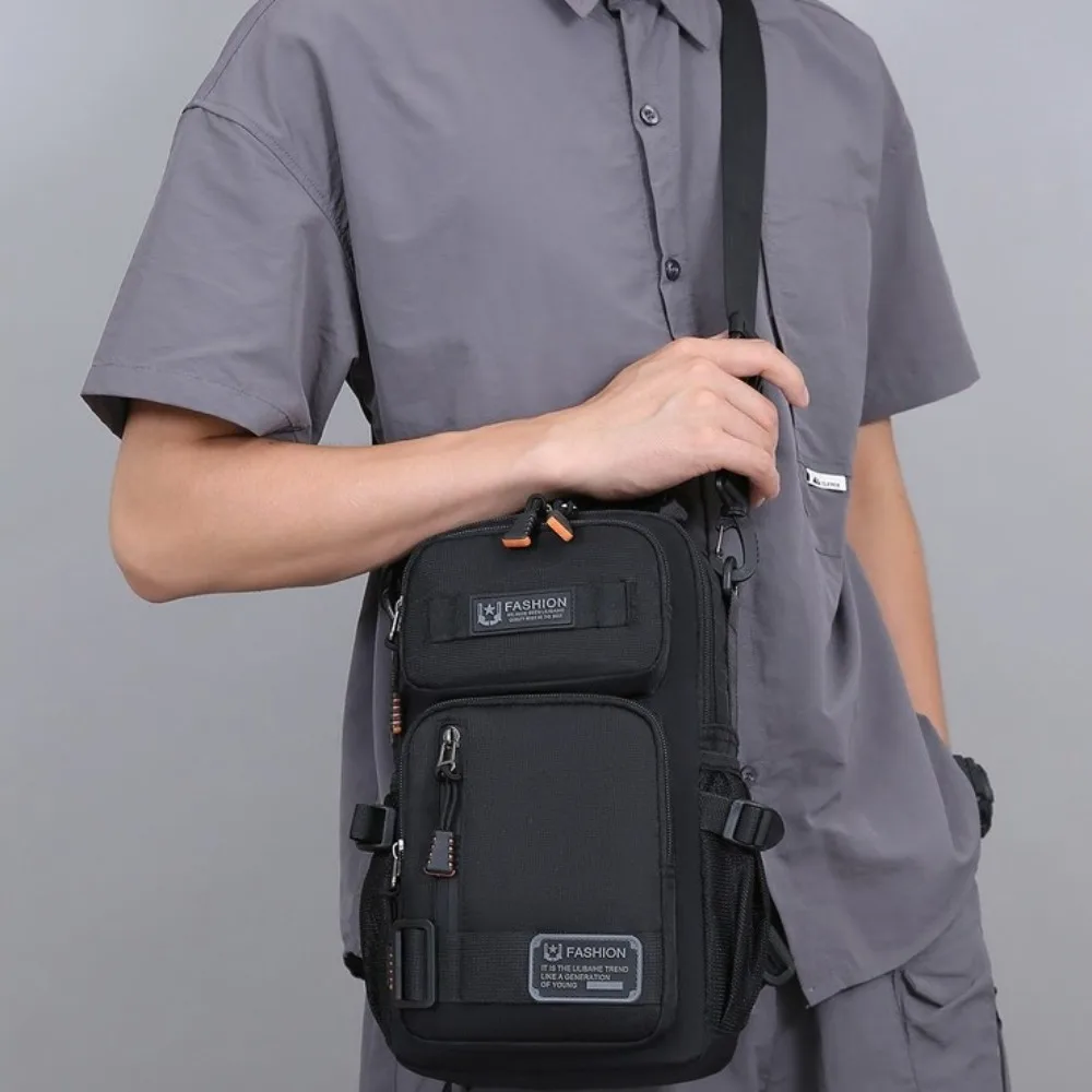 

Модная мужская нагрудная сумка с несколькими карманами, тканевая спортивная сумка для сообщений, большая вместительная сумка через плечо на молнии для мальчиков