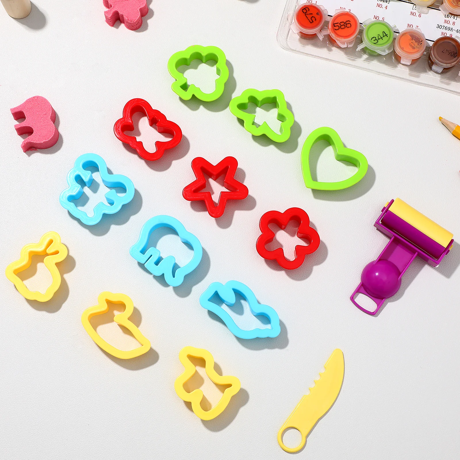 점토 모델링 도구 세트 다양한 색상 35-6Cm 커터 및 롤러 어린이를위한 DIY 공예 나비 모양 어린이