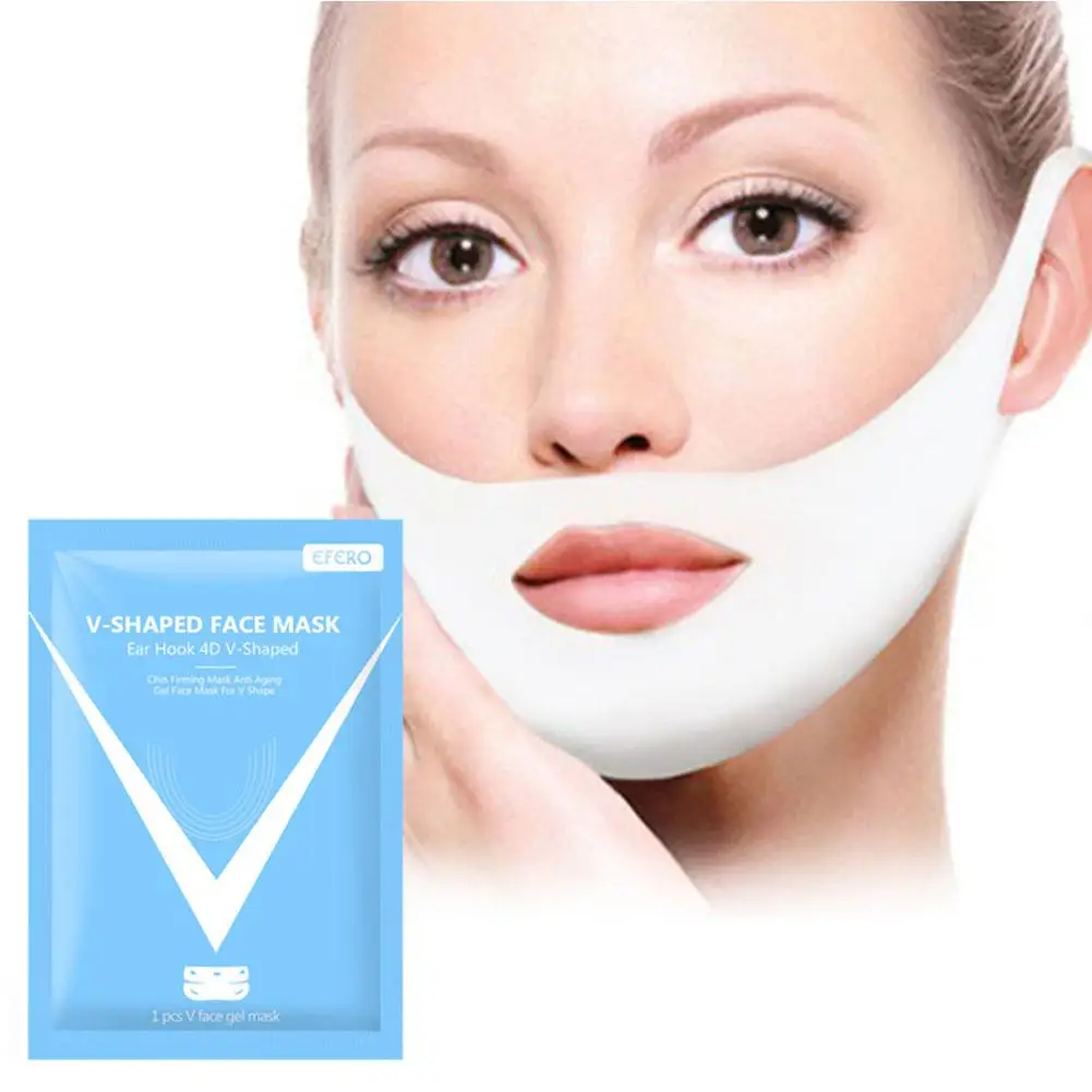 1Pc 4D Ear Hook V-shaped Face Mask Chin Firming Slimming Gel Face Masks Lifting Face Mask Bandage Double Chin V Shape Face Mask