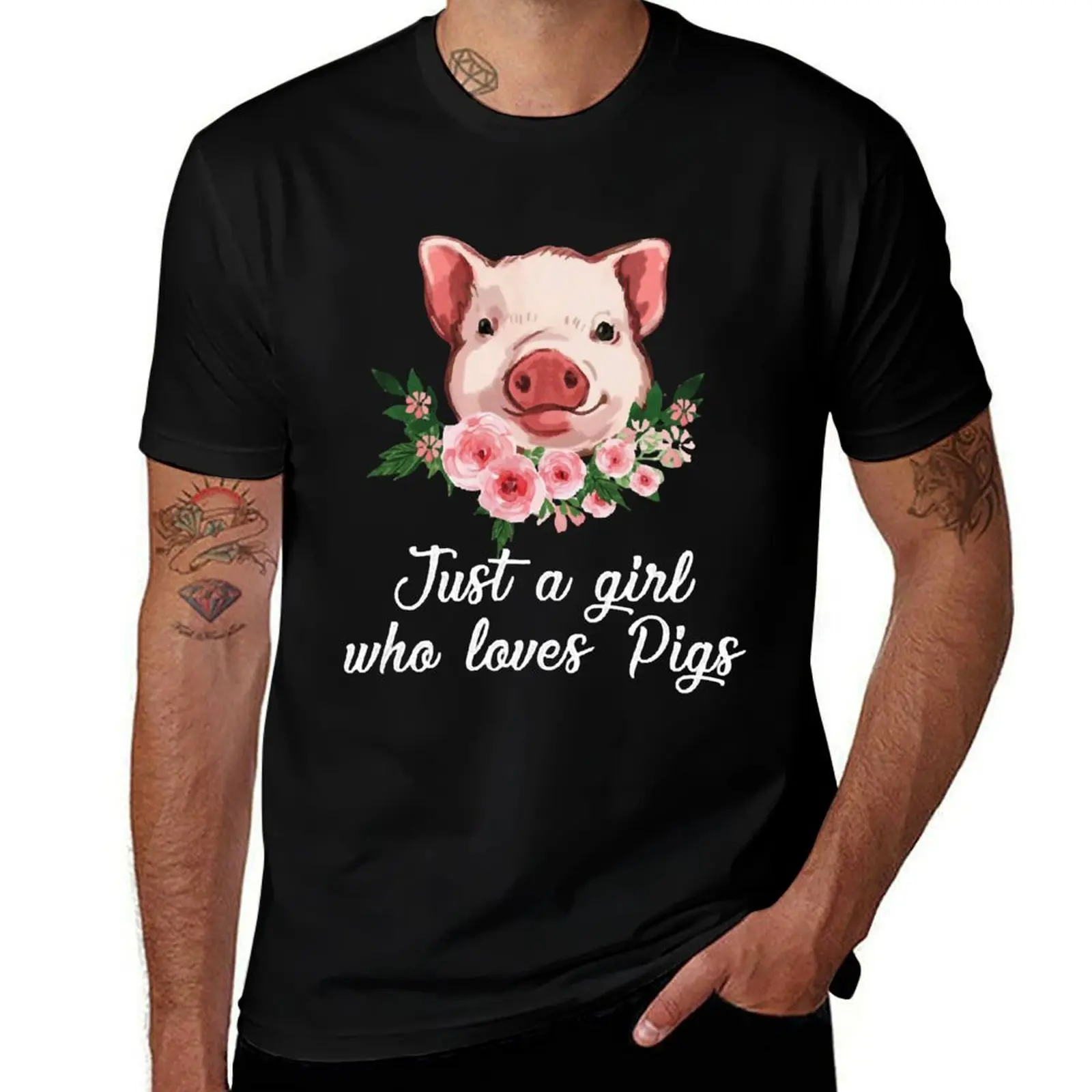 Just a girl who loves pigs cute T-Shirt Casual Pattern Print Tee Shirt