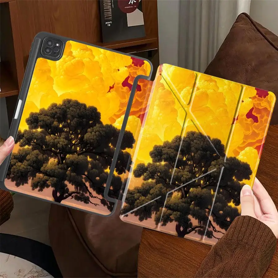 Tablet Case For iPad Mini 6 7 Pro 2025 Pro 11th 10th 9th 8th 7th 12.9inch Air 4 5 M3 M2 M4 11inch Holder Cover Flame Clouds