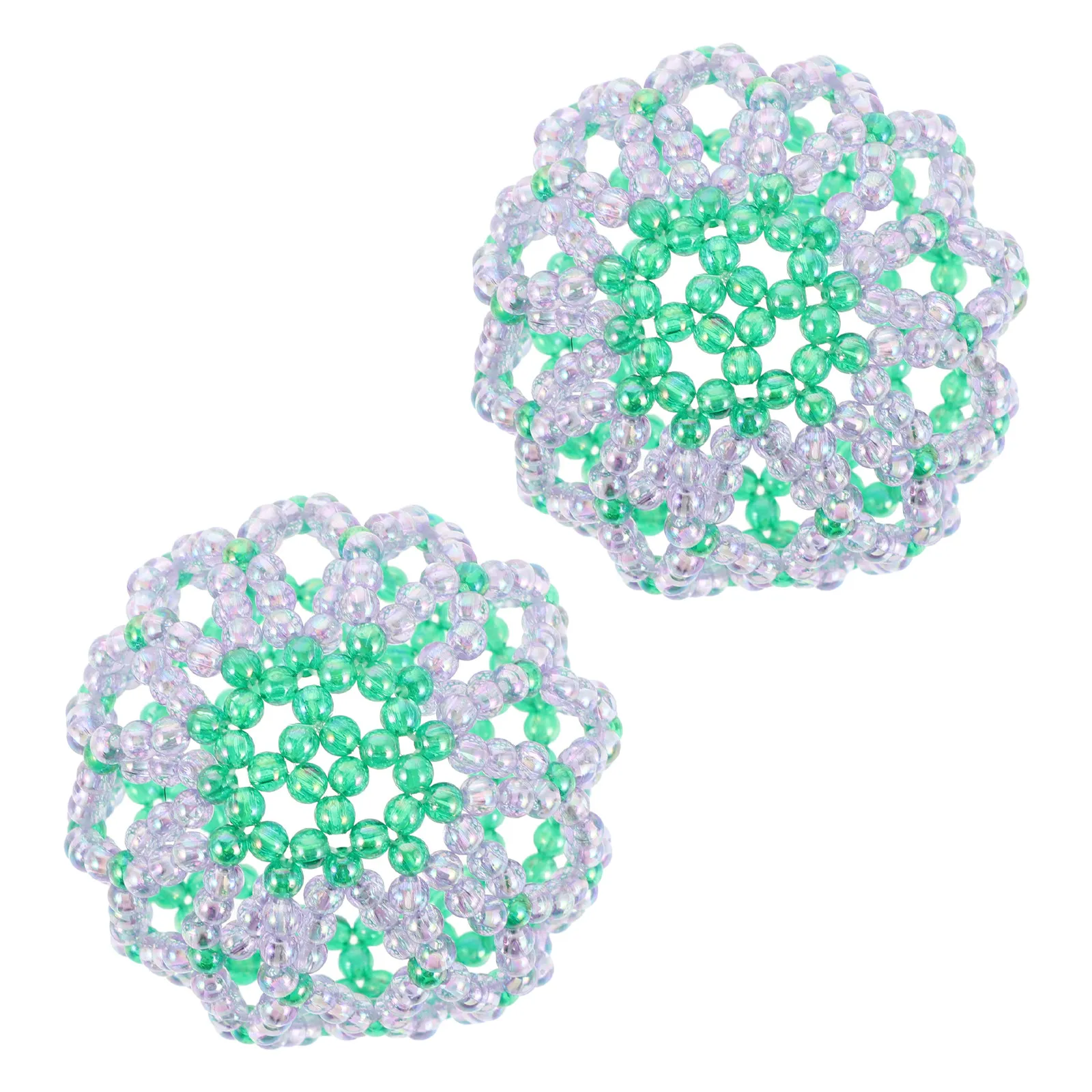 2Pcs Handmade Rhinestone Elastic Crochet Hair Net Blue Crystal Beaded Ballet Bun Cover Dance Skating Hair Accessories for Women