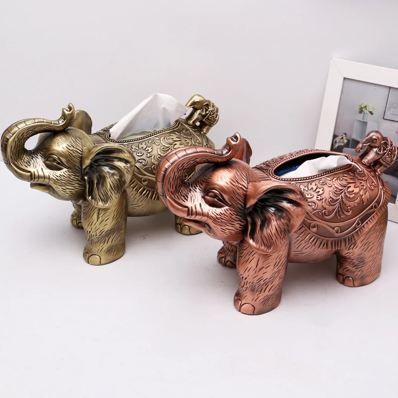 Large  HOME OFFICE Company BAR Business TOP COOL 3D GOOD LUCK Auspicious wealth elephant Decoration art statue Tissue box