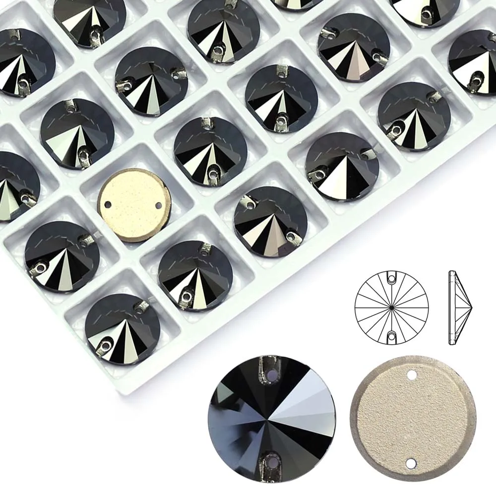 Jet Hematite Austria Crystal Element 3200 Rivol Sew-on Stone Flatback for Sewing Handmade Textile Performance Dress Dance Dress