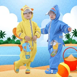 1 pz bambini impermeabile bambini ragazzi ragazze tuta impermeabile con cappuccio un pezzo Cartoon aby Rainwear e pantaloni per ragazze ragazzi Poncho