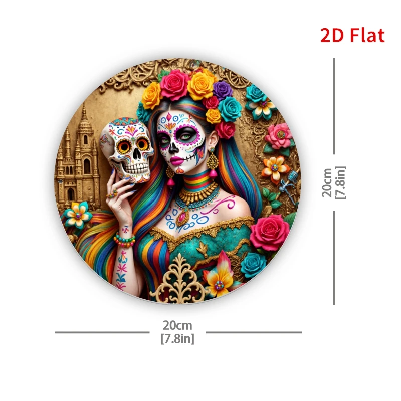 CIFBUY Retro Day Of The Dead Catrina Skull Aluminum Wall Art Waterproof Wearproof Home Bar Kitchen Yard Room Decor Gift