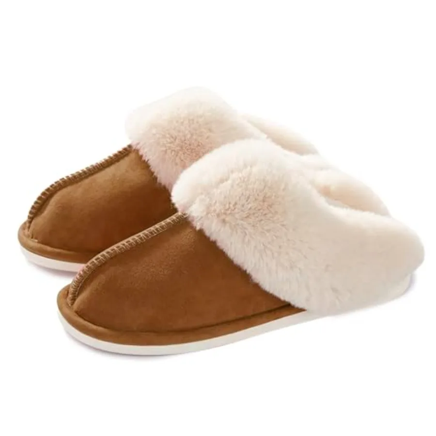 

Donpapa Womens Slippers with Memory Foam Fluffy Soft Warm Slip On House Slipper Anti-Skid Cozy Plush for Indoor Outdoor