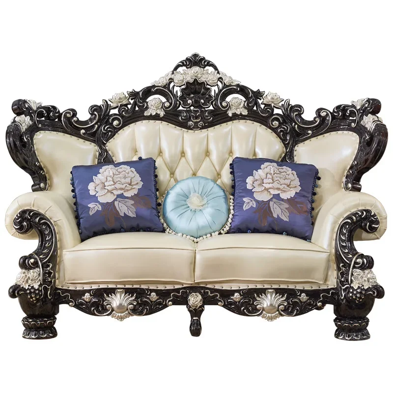 European-style leather sofa combination living room furniture whole house complete set villa luxury European and American