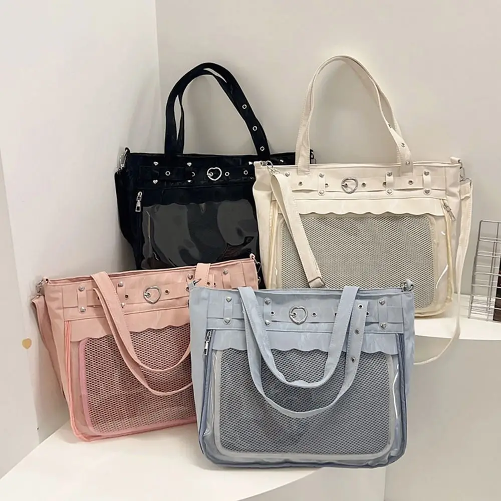 

Cool Transparent Ita Bag Original Design Large Capacity Y2K Tote Bag Pure Color Internal Compartment Shoulder Bag Casual Wear