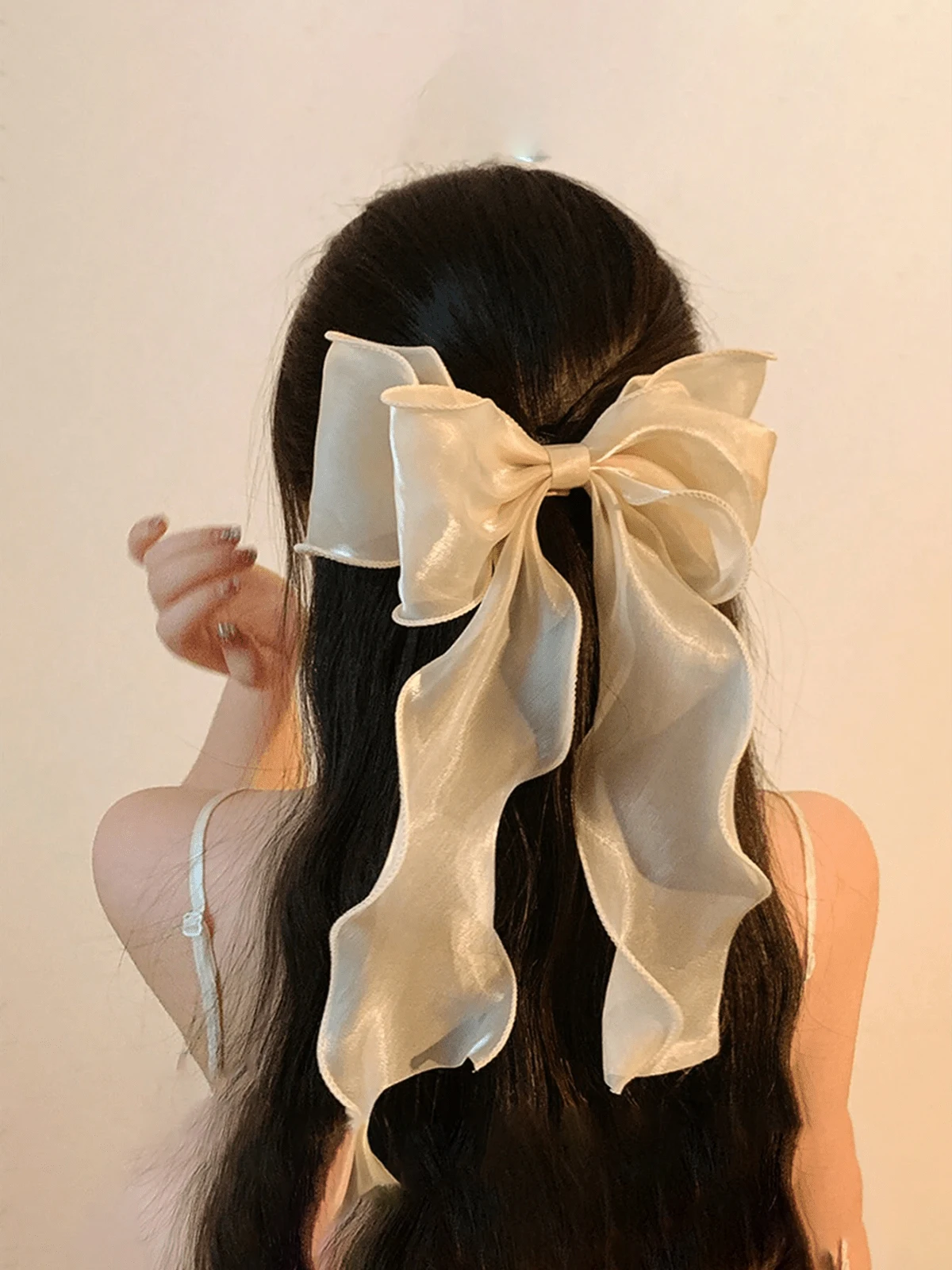 Sweet and Cute Mesh Bow Streamer Elegant Large Hairpin Ladies High-end Headdress on The Back of The Head