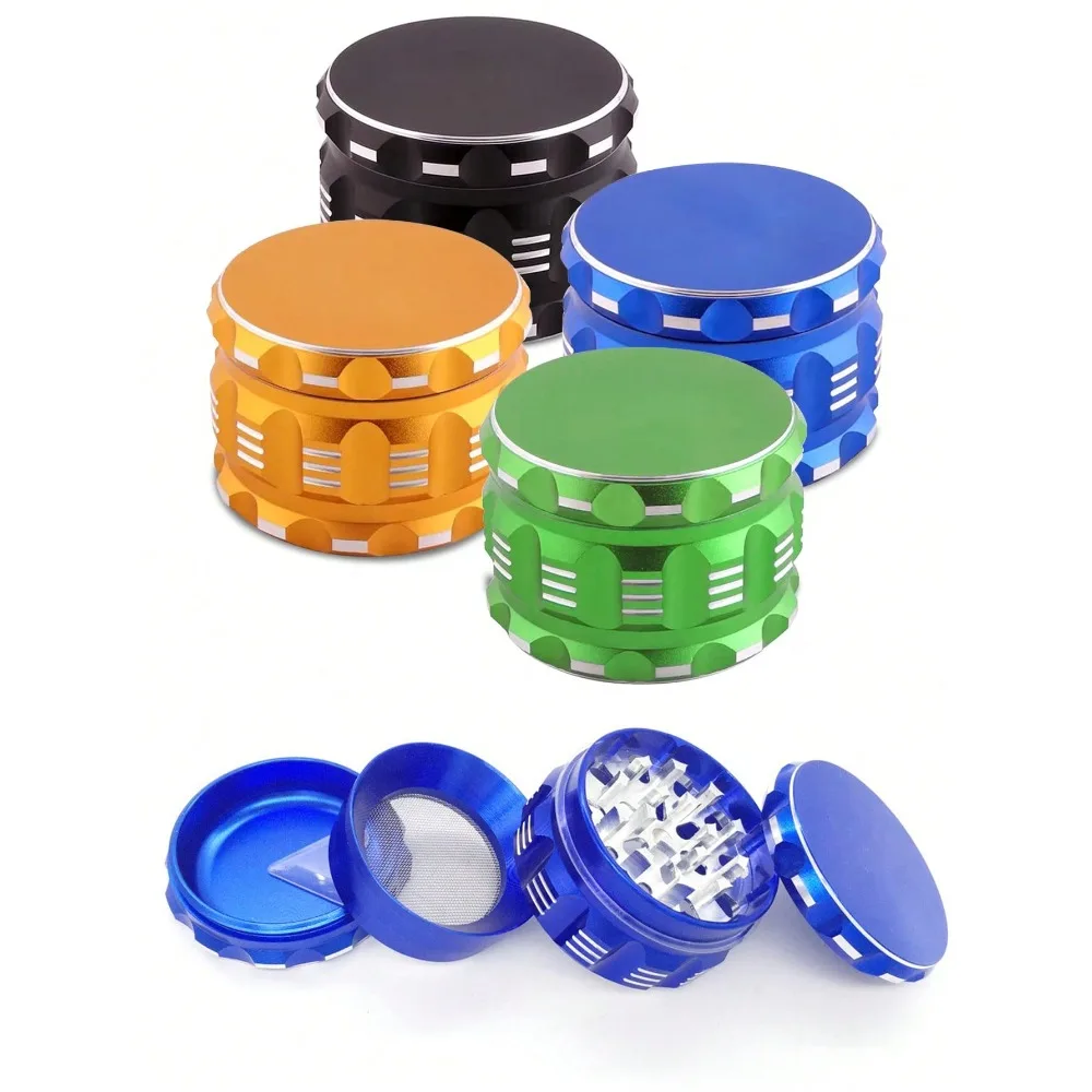 2.5'' Hand Grinder, 4-Layer Aluminum Alloy Metal Grinder With 34 Sharp Diamond Teeth Kitchen Tools For Grinding Vanilla Spices
