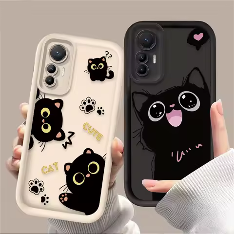 INS Cartoon Black Cat Case For Xiaomi Poco C65 X7 X6 F6 F5 X5 X3 NFC F3 M5S M6 Pro 4G Mi 13 12 11 Lite 5G 14 13T 12T 11T 14T Pro