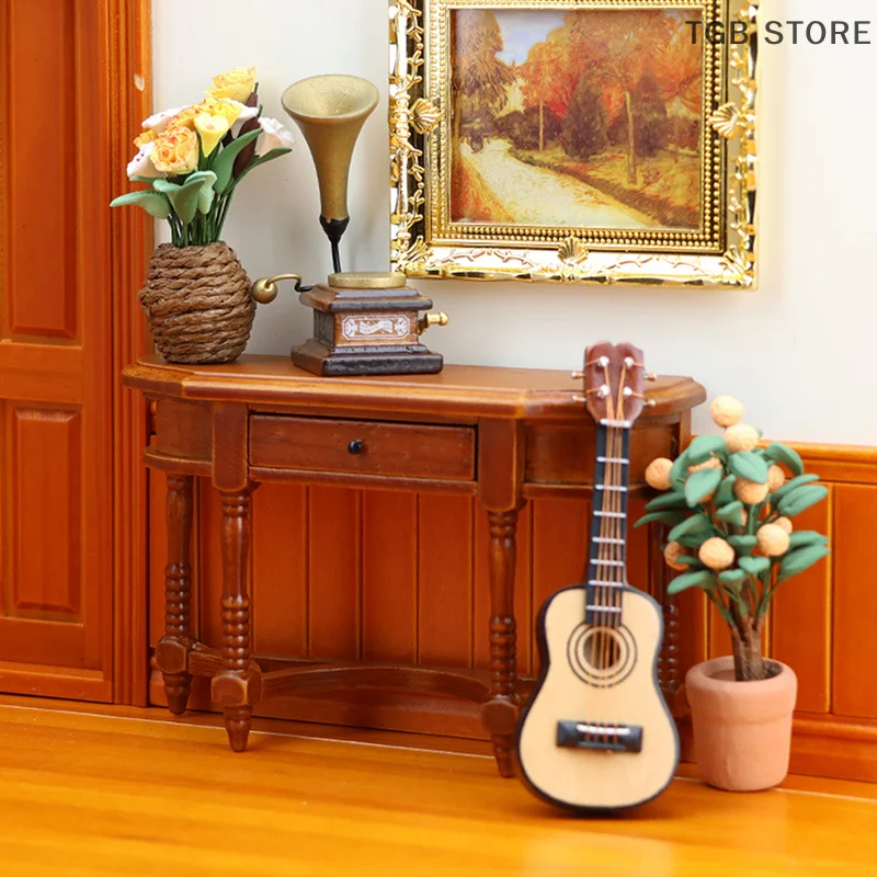 1:12 Dollhouse Miniature Retro Half-side Table Sideboard Furniture Home Model Decor Toy Doll House Accessories